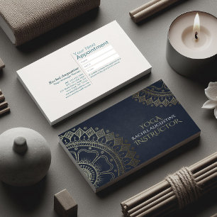 Carte De Visite Méditation Yoga Instructeur Gold Mandala Marine Bl