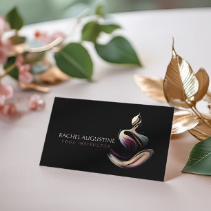 Carte De Visite Méditation Yoga Instructeur Lotus Pose Brush Strok