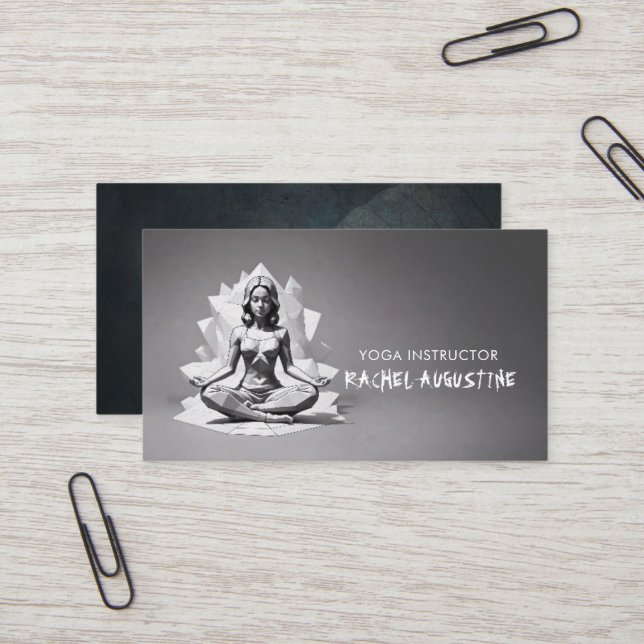 Carte De Visite Méditation Yoga Instructeur Reiki Master Low Poly (Devant/Arrière en situation)