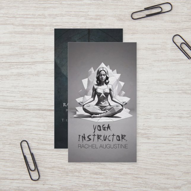 Carte De Visite Méditation Yoga Instructeur Reiki Master Low Poly (Devant/Arrière en situation)