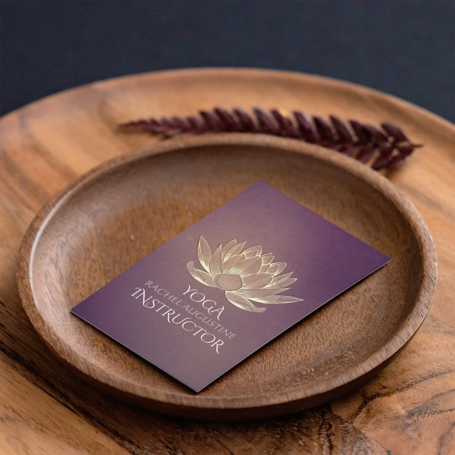 Carte De Visite Méditation YOGA instructeur Reiki Purple Gold Lotu (Créateur téléchargé)