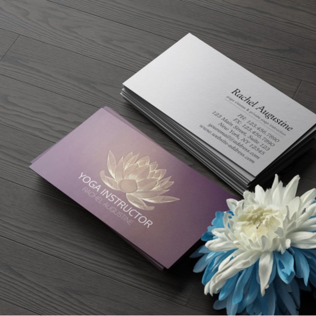 Carte De Visite Méditation YOGA instructeur Reiki Purple Gold Lotu (Créateur téléchargé)