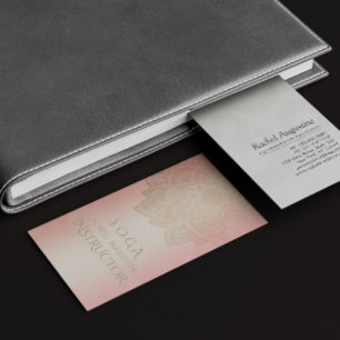 Carte De Visite Méditation YOGA Instructeur Rose chic Gold Mandala