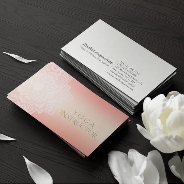 Carte De Visite Méditation YOGA Instructeur Rose chic Gold Mandala (Créateur téléchargé)