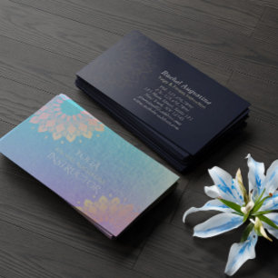 Carte De Visite Méditation Yoga Instructeur Rose Gold Foil Mandala
