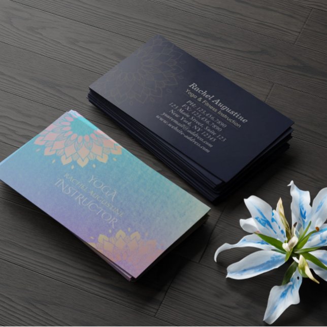 Carte De Visite Méditation Yoga Instructeur Rose Gold Foil Mandala (Créateur téléchargé)