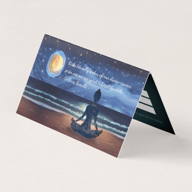Carte De Visite Méditation Yoga Lune Sky Sea Beach Tarifs (Devant)