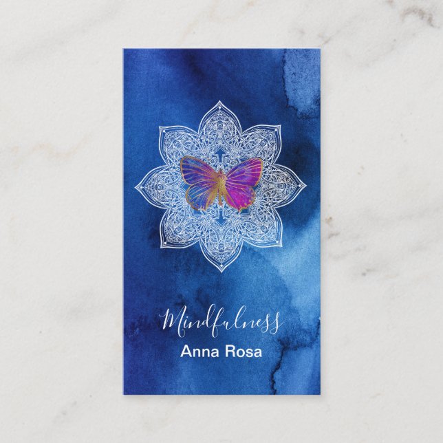 Carte De Visite *~* Méditation Yoga Mindfult Mandala Papillon (Devant)
