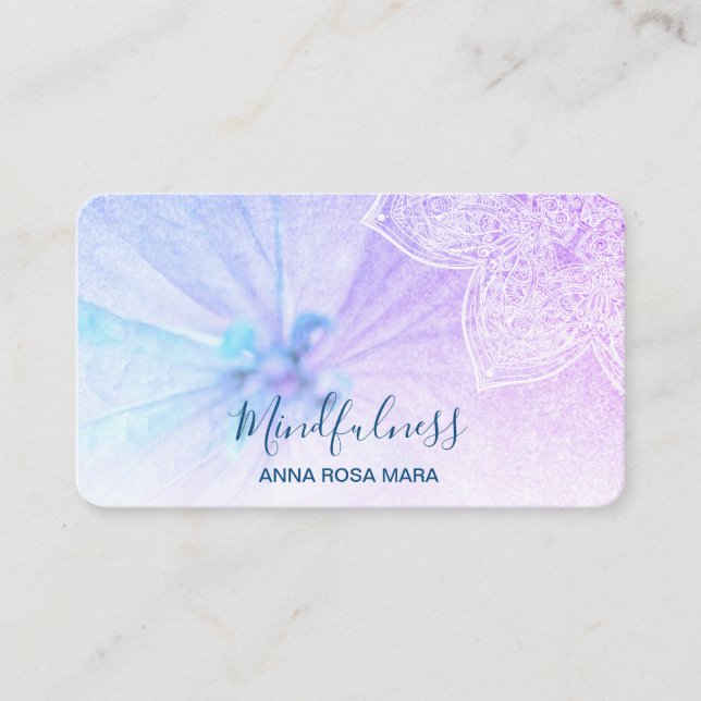 Carte De Visite *~* Méditation Yoga Parties scintillant florale Ma (Devant)