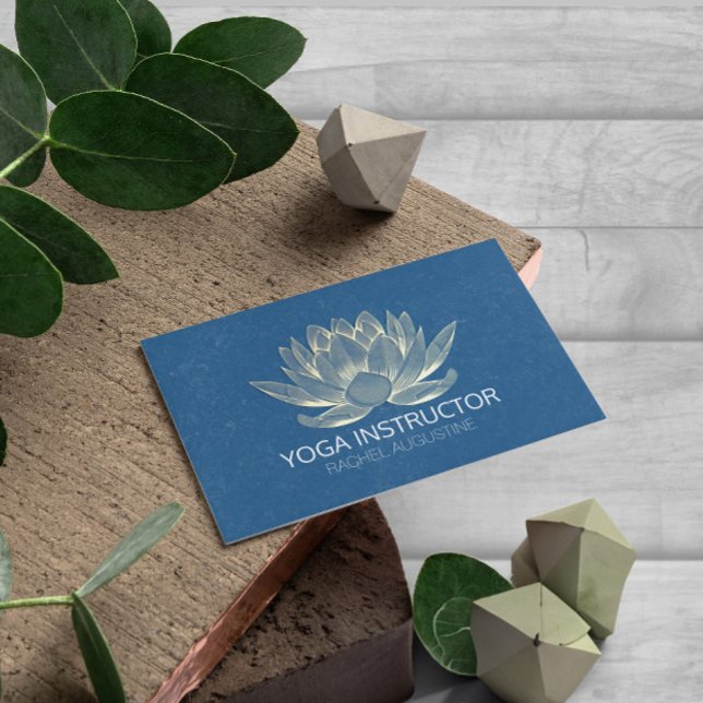 Carte De Visite Méditation YOGA Reiki Instructeur Blue & Gold Lotu (Créateur téléchargé)