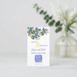 Carte De Visite Mediterranean-Lemons-Save the Date-QR code-