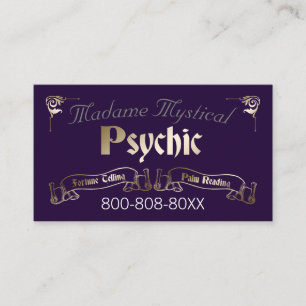 Carte De Visite Médium Psychique Diseuse de bonne aventure en or e