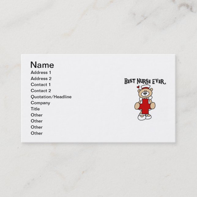 Carte De Visite Meilleur T-shirts et cadeaux de Nurse Ever (Devant)