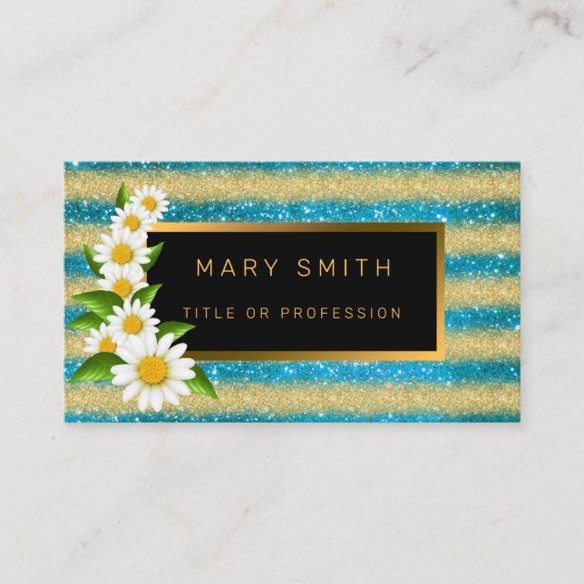 Carte De Visite Meilleure Parties scintillant Blue Gold populaire (Devant)