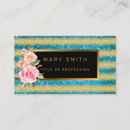 Carte De Visite Meilleure Parties scintillant Blue Gold populaire