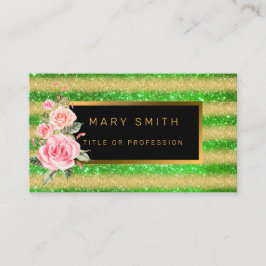 Carte De Visite Meilleure Parties scintillant d'or verte populaire