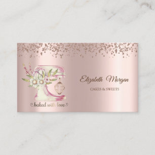 Carte De Visite Mélange de fleurs de diamants élégants Rose Gold B