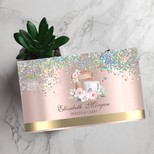 Carte De Visite Mélange élégant Fleur Confettis Rose Gold Boulange