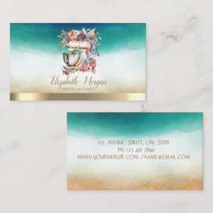 Carte De Visite Mélangeur élégant professionnel Fleurs aquarelle