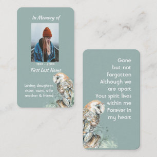 Carte De Visite Mémoire mémorial aquarelle Barn Owl Bird