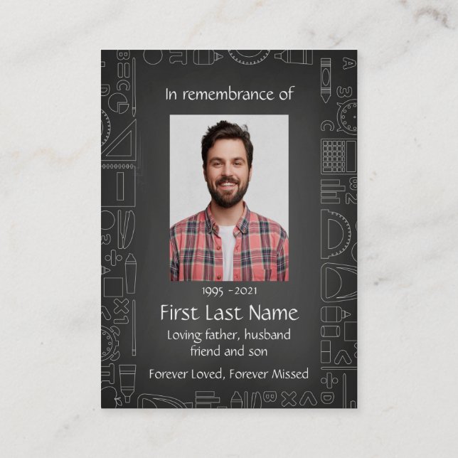 Carte De Visite Mémorial instructeur de photo Blackboard (Dos)