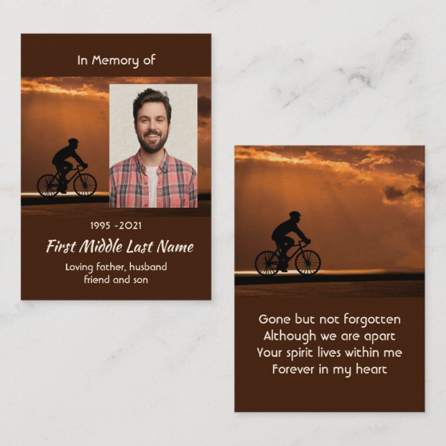 Carte De Visite  Memorial Keepsake Biking Cycling Bike  (Devant / Derrière)