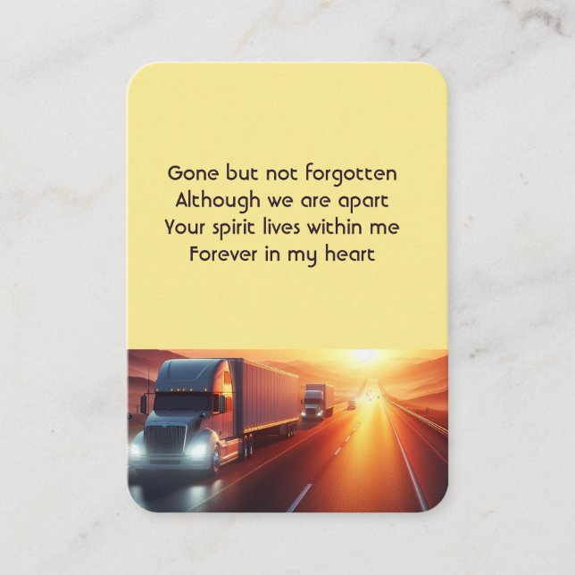Carte De Visite Memorial Keepsake Photo SemiTruck Tractor-trailer  (Devant)