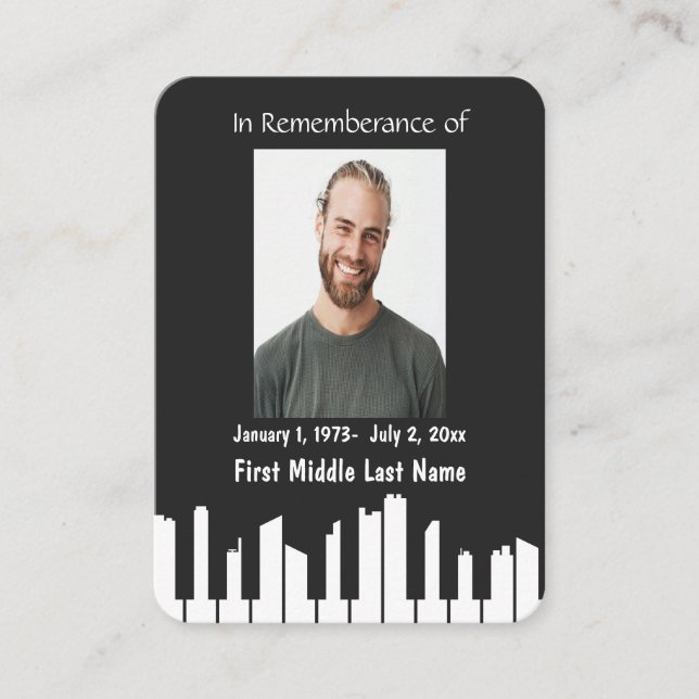 Carte De Visite Memorial Keepsaké Piano Musicien Cityscape (Devant)