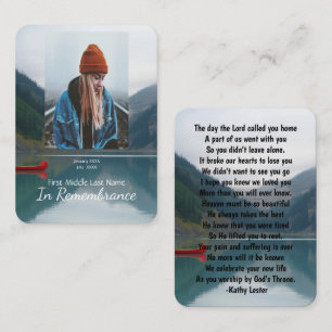 Carte De Visite Memorial Keepsaké Wilderness Lake Canoe
