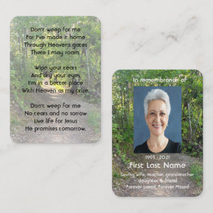 Carte De Visite Memorial Photo Christian Path Trail Forest Trees