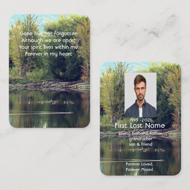 Carte De Visite Memorial Photo Prayer Lake Pond Park Canards Water (Devant / Derrière)