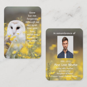Carte De Visite Memorial Photo prière Barn Owl Bird Nature