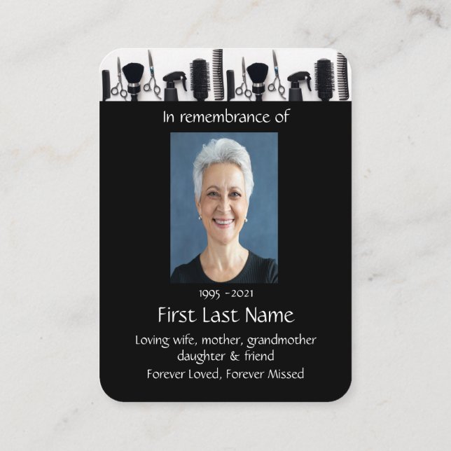 Carte De Visite Mémorial Photo Prière Coiffeur Coiffeur (Dos)