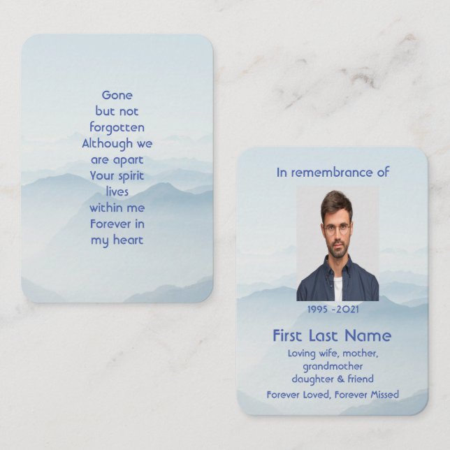 Carte De Visite Memorial Photo Prière Fog Smoky Mountains (Devant / Derrière)