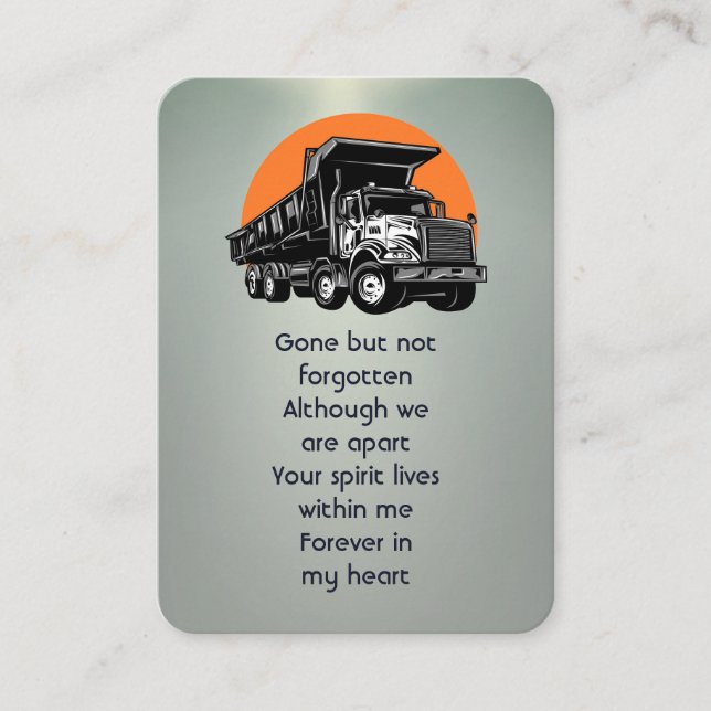 Carte De Visite Memorial Photo Prière Gravel Dump Heavy Truck (Devant)
