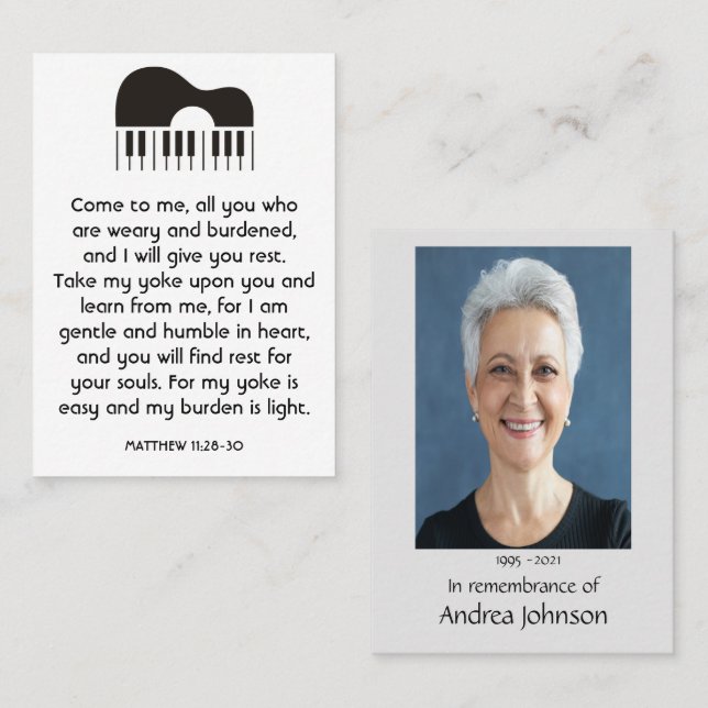 Carte De Visite Memorial Photo Prière Musicien Piano Guitare Musiq (Devant / Derrière)