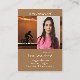Carte De Visite Memorial Photo Prière Vélo Vélo Vélo Business