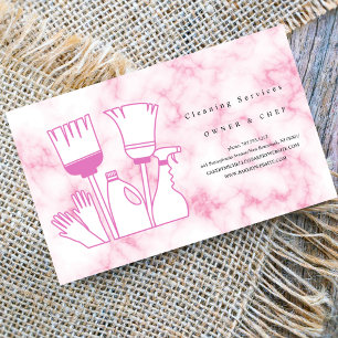 Carte De Visite ménage Service de nettoyage en marbre rose carton