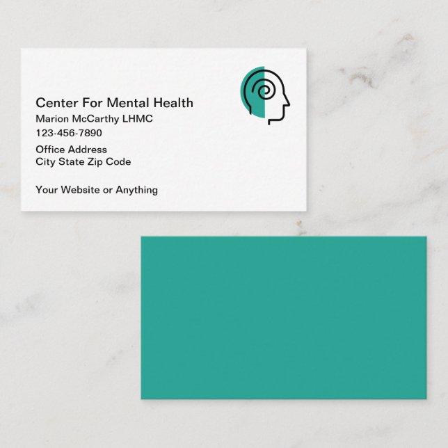 Carte De Visite Mental Health Counselor Business Cards (Devant / Derrière)