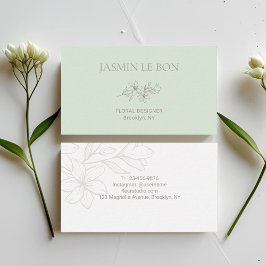 Carte De Visite Menthe | Chic minimaliste floral
