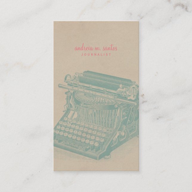 Carte De Visite Menthe vintage de cool de machine à écrire de (Devant)