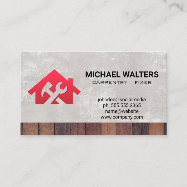 Carte De Visite Menuiserie | Fixateur domestique | Découpe en bois (Devant)