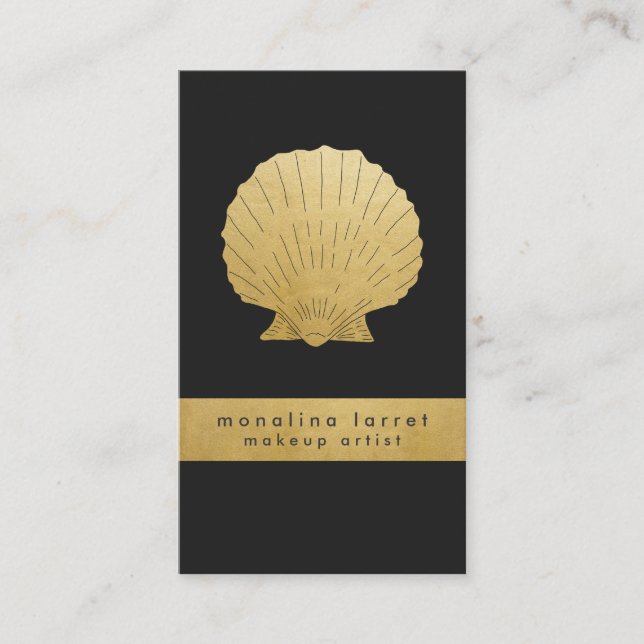 Carte De Visite Mer moderne Shell de feuille d'or de Faux (Devant)