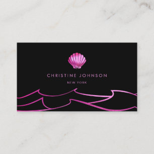 Carte De Visite mer vagues neon rose coquillage