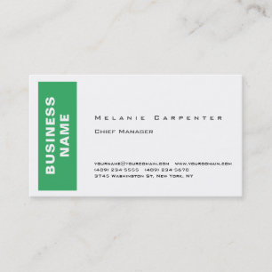 Carte De Visite Mer Vert Blanc Minimaliste Moderne Plaine