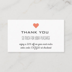 Carte De Visite Merci Blanc Remise Coeur