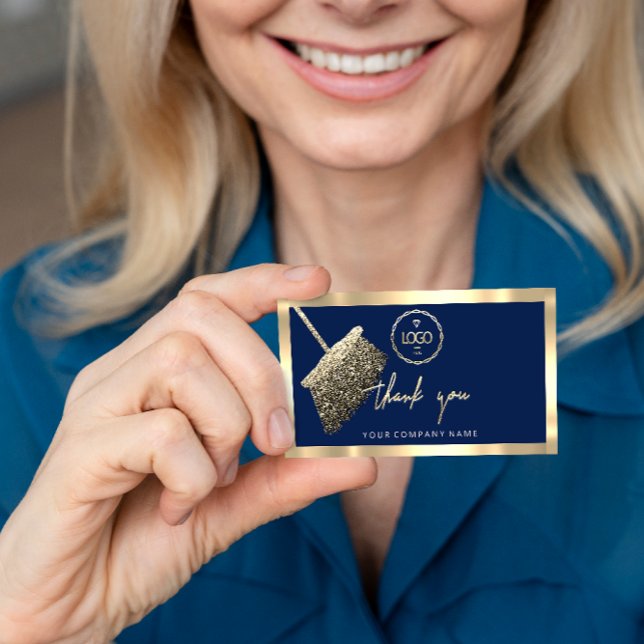 Carte De Visite Merci Business Insertion Logo Gold Cleaning Marine (Créateur téléchargé)