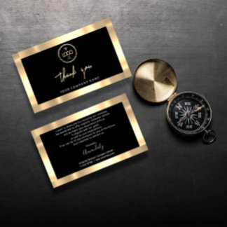 Carte De Visite Merci Business Insertion Logo Or Noir