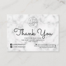 Merci client simple en marbre noir blanc