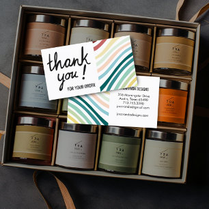 Carte De Visite Merci coloré pour votre commande Shopping